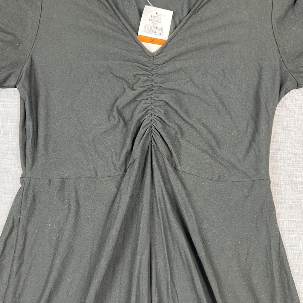 Planet Gold Black Ruched Fit and Flare Dress Juniors Size Small - Picture 4 of 6